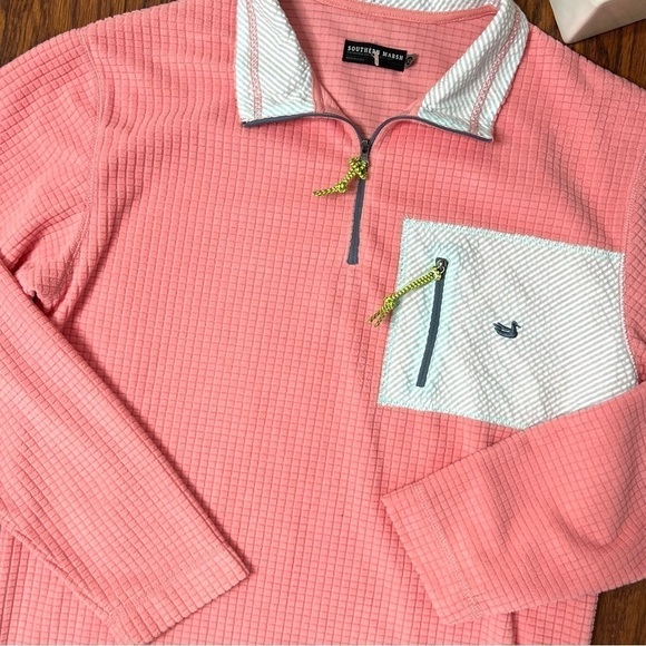 Southern Marsh Pink and Blue Pull Over Sweatshirt Popover 1/2 Zip Size XS - Picture 12 of 16